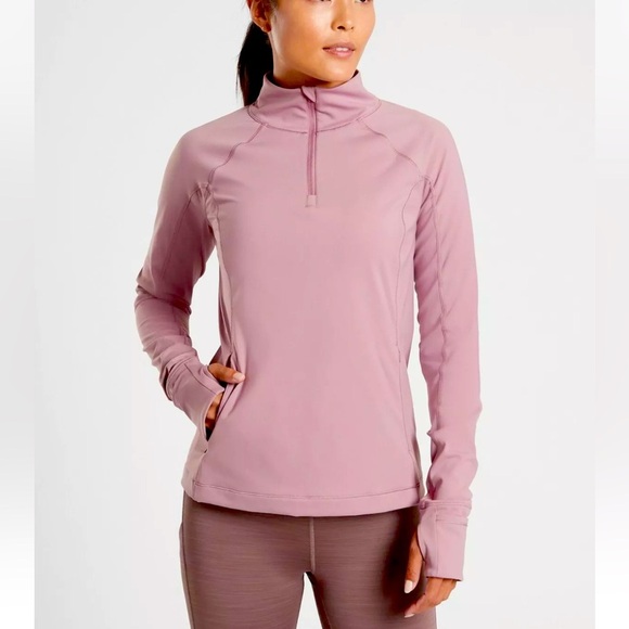 Athleta Rainier mauve half zip pullover top size L - Picture 1 of 14